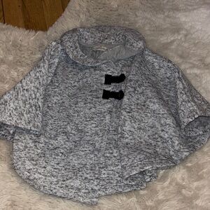 Cozy Gray Kids Cape with Black Accents